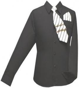 Boys Shirt w/ Tie and Hanky- (Black/ B.Black)